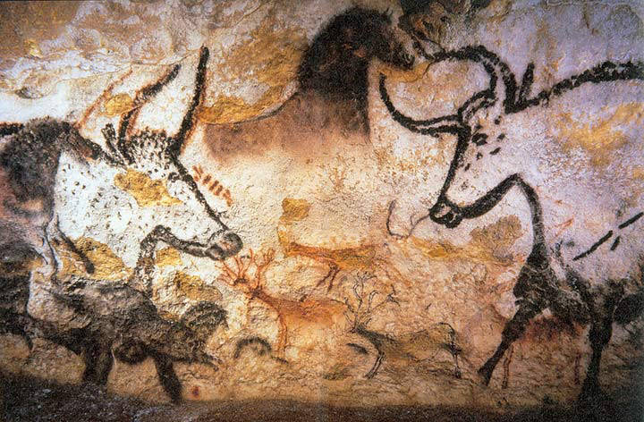 Depiction of aurochs, horses and deer